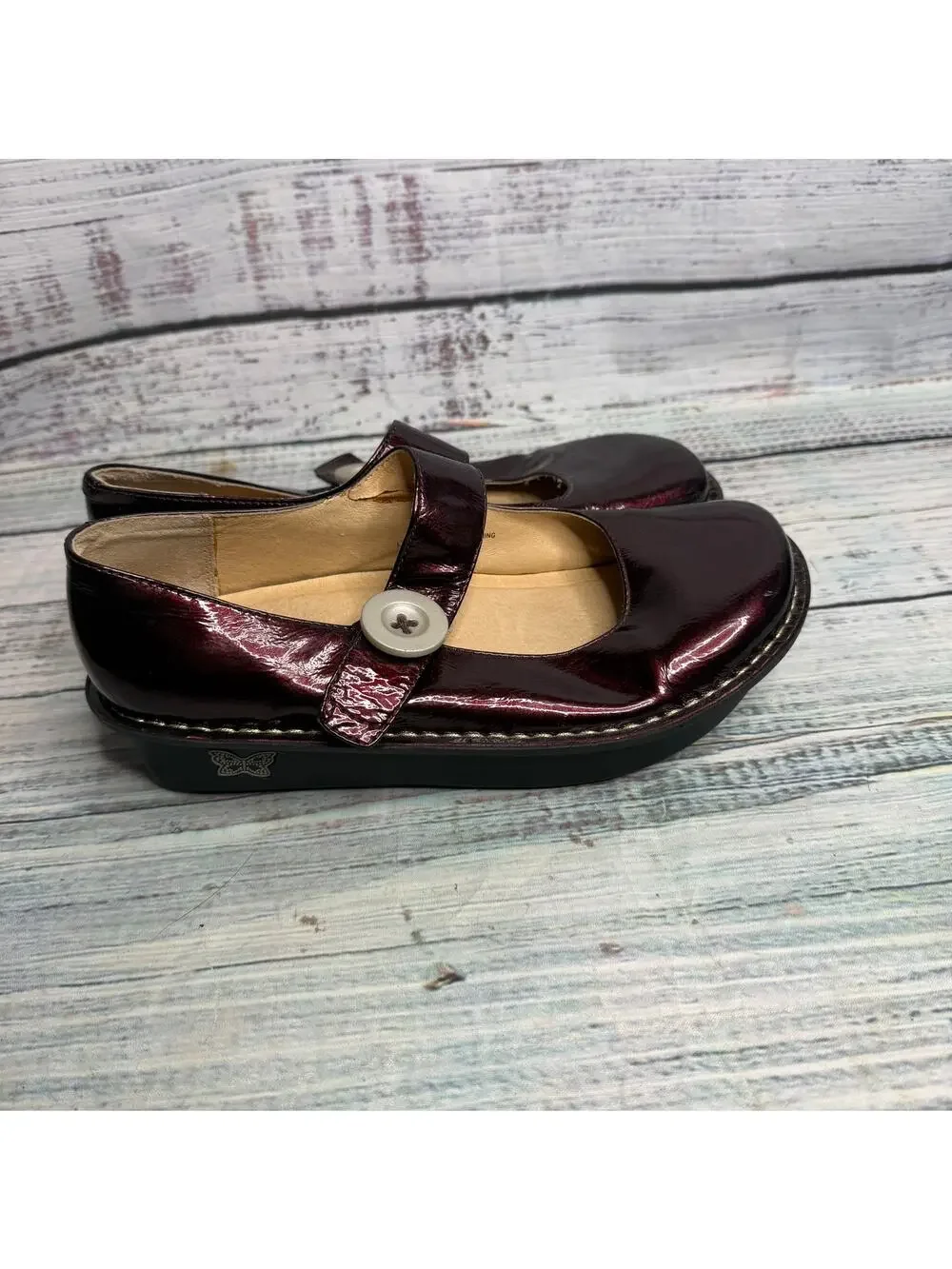 Alegria Paloma PAL-112 Burgundy Patent Mary Jane Clogs EU 38